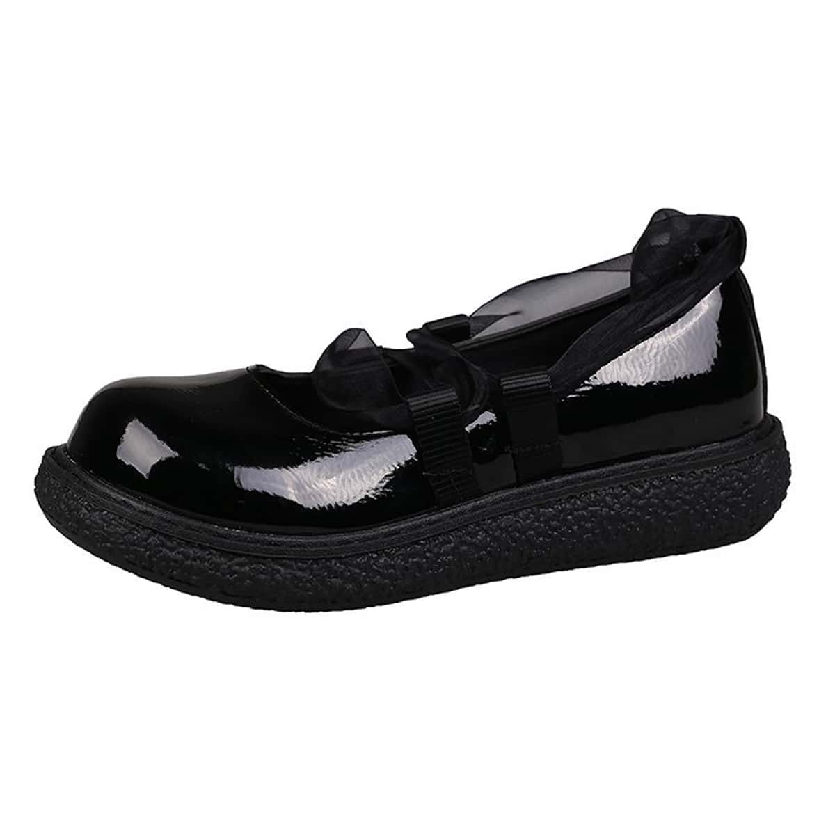 

Tie Leg Mary Jane Flats, Black