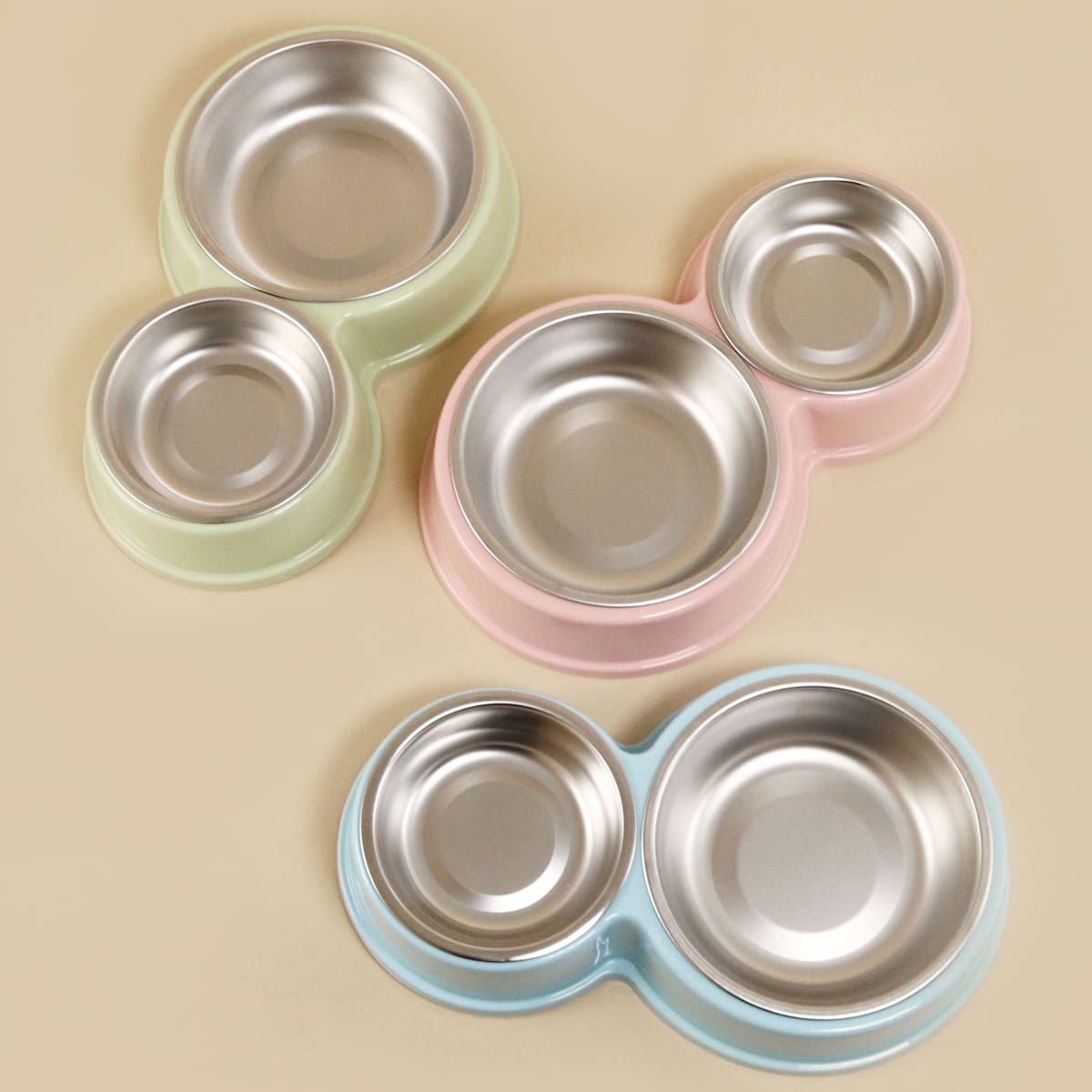 

1pc Random Color Double Pet Bowl, Multicolor