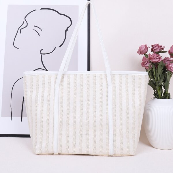 

Large Capacity Shoulder Tote Bag, Beige