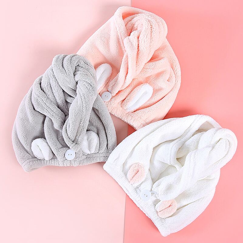 

1pc Ear Detail Random Hair Drying Cap, Multicolor