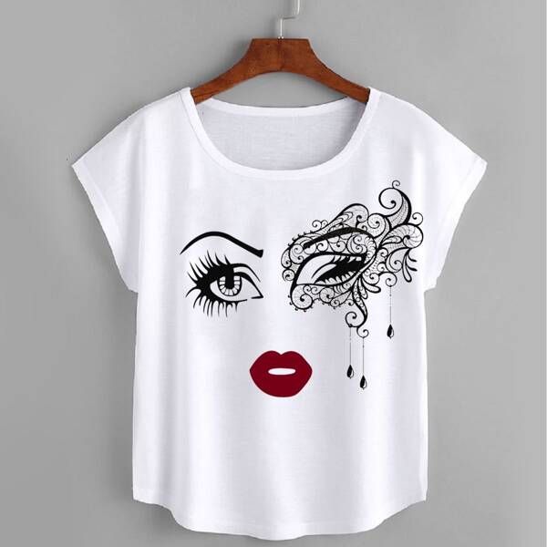 

Figure Graphic Batwing Sleeve Tee, White