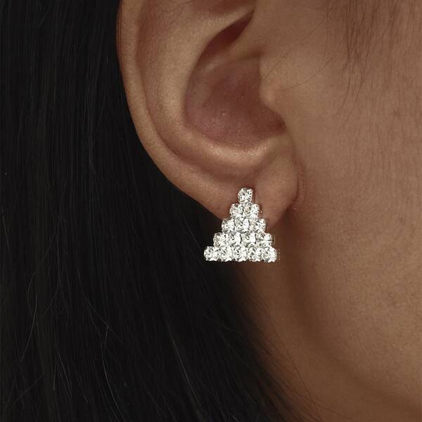 

Rhinestone Geo Decor Stud Earrings, Silver
