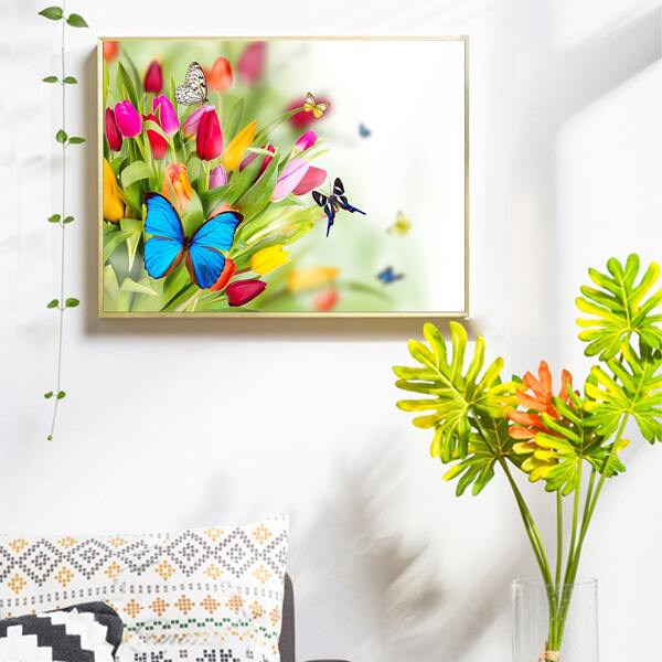 

Butterfly Print Unframed Painting, Multicolor