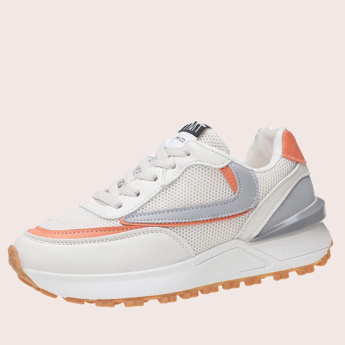 

Lace-up Front Mesh Sneakers, White