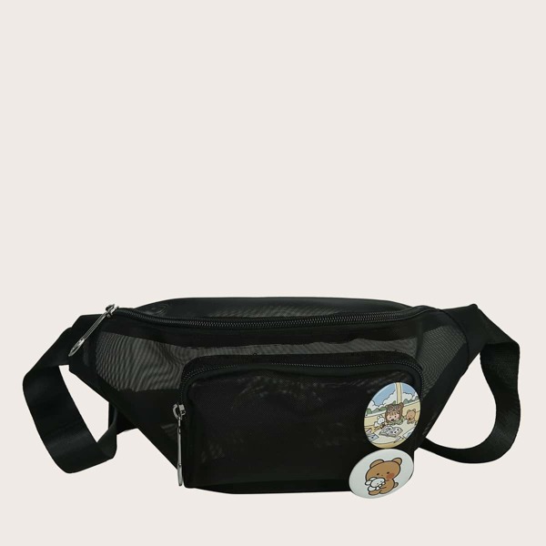 

Cartoon Decor Fanny Pack, Black