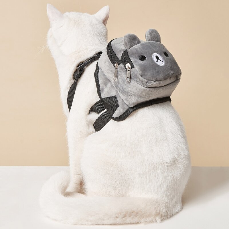 

1pc Cartoon Bear Pet Backpack, Grey