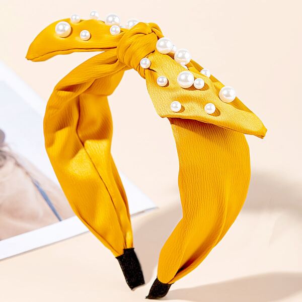 

Faux Pearl Decor Headband, Yellow
