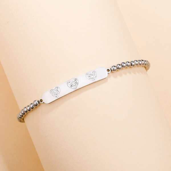 

Rhinestone Detail Beaded Bracelet, Silver