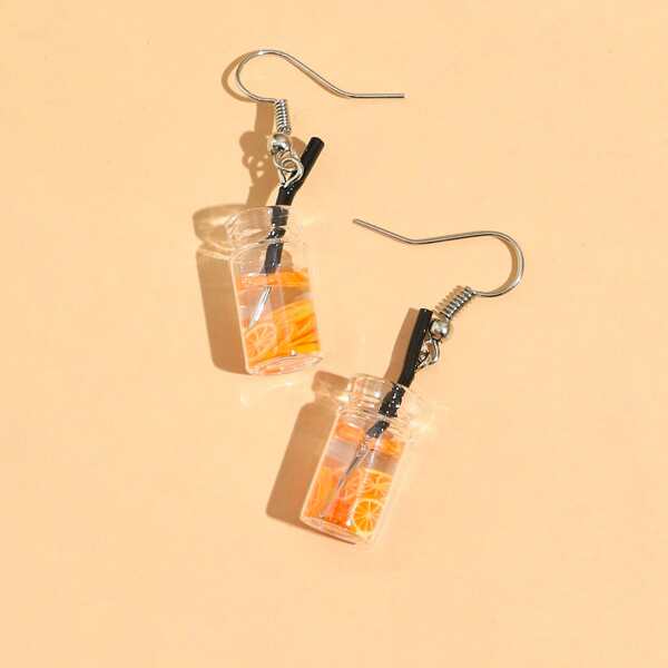 

Drink Design Drop Earrings, Orange