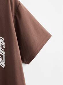 Muchica Camiseta de hombros caídos con estampado de letra - Marrón Chocolate - Ver 3