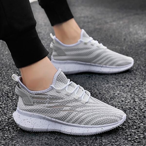 

Men Lace-up Decor Knit Sneakers, Light grey
