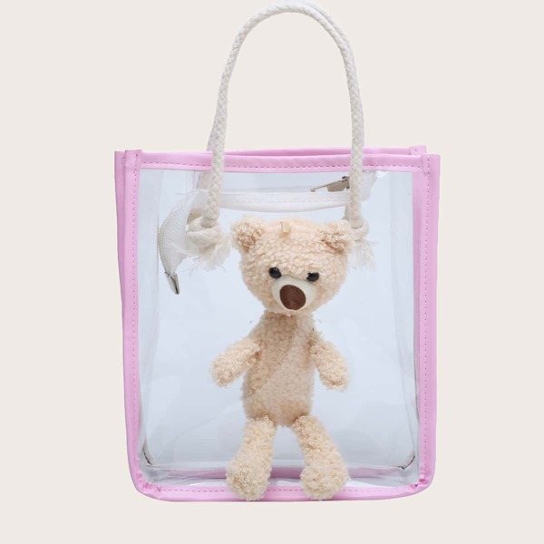 

Clear Bear Decor Satchel Bag, Clear baby pink