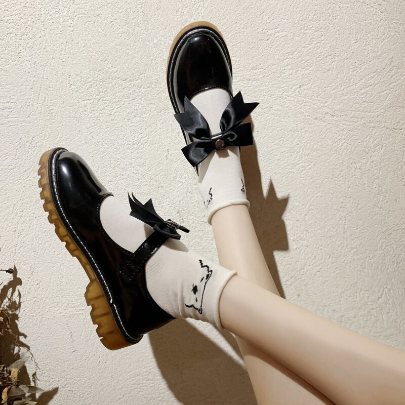 

Bow Strap Mary Jane Flats, Black