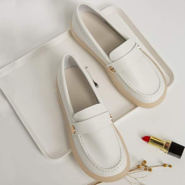 

Stitch Detail Loafers, White