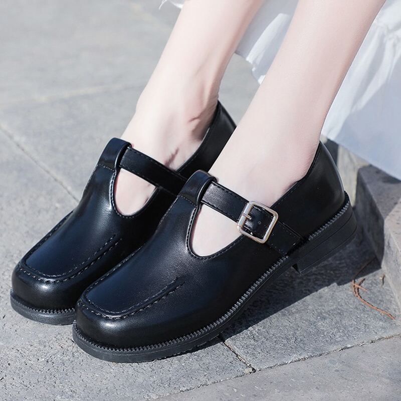 

Square Toe Mary Jane Flats, Black