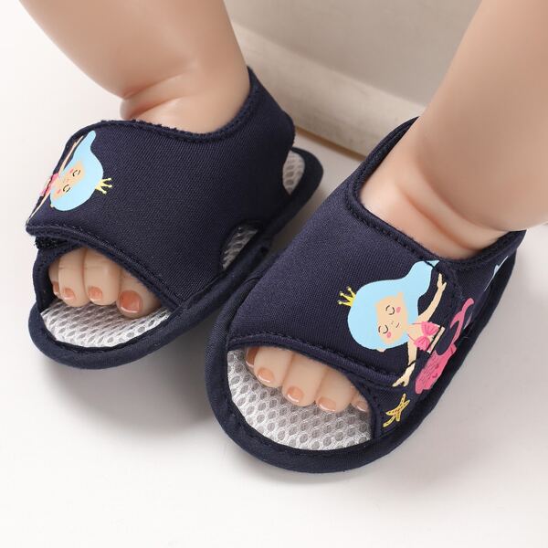 

Baby Girl Mermaid Pattern Slingback Sandals, Blue