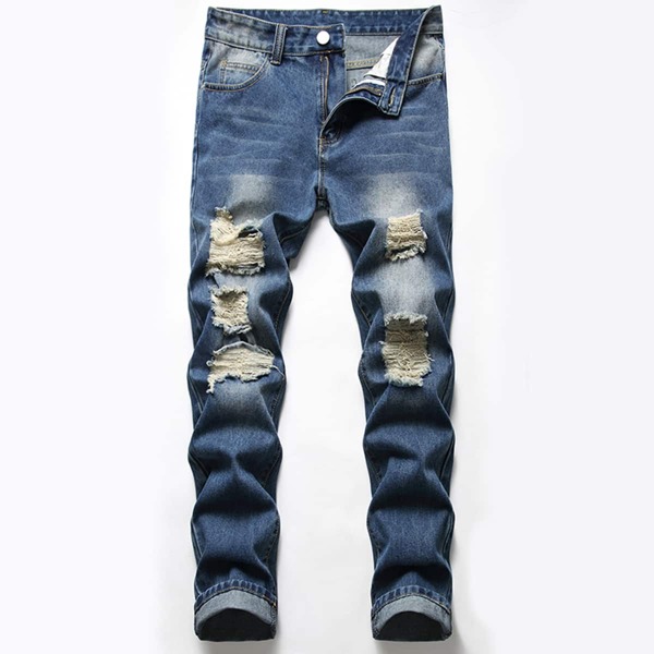 

Men Ripped Washed Skinny Jeans, Dark wash