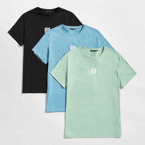 

Men 3 Pack Letter Graphic Tee, Multicolor