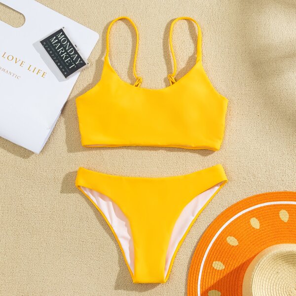 

Adjustable Strap Bikini Swimsuit, Yellow