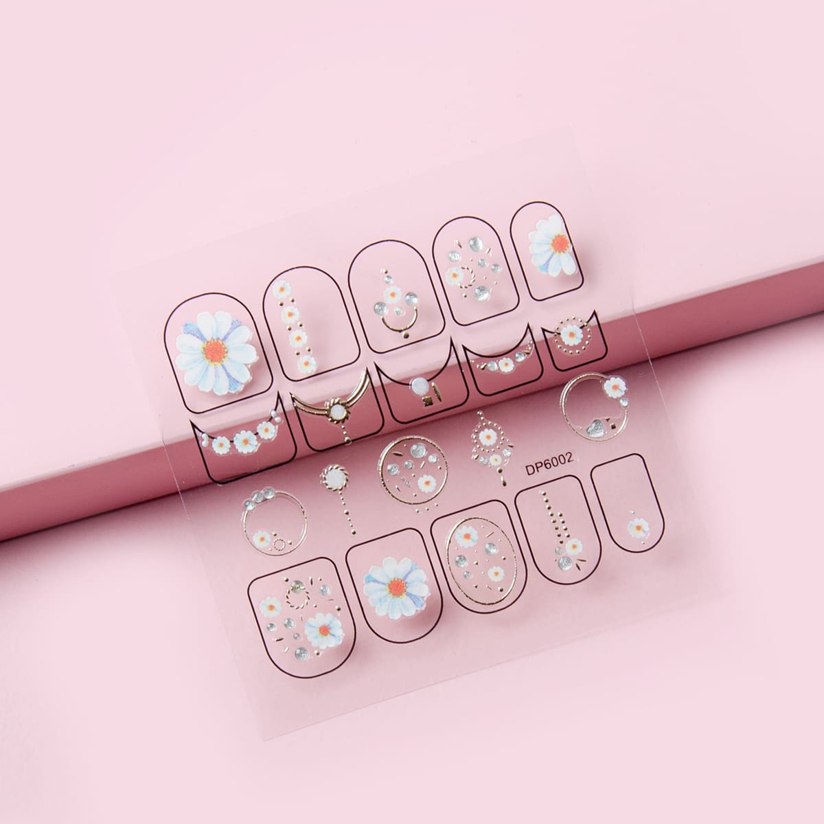 

1sheet Rhinestone Floral Nail Art Sticker, Multicolor
