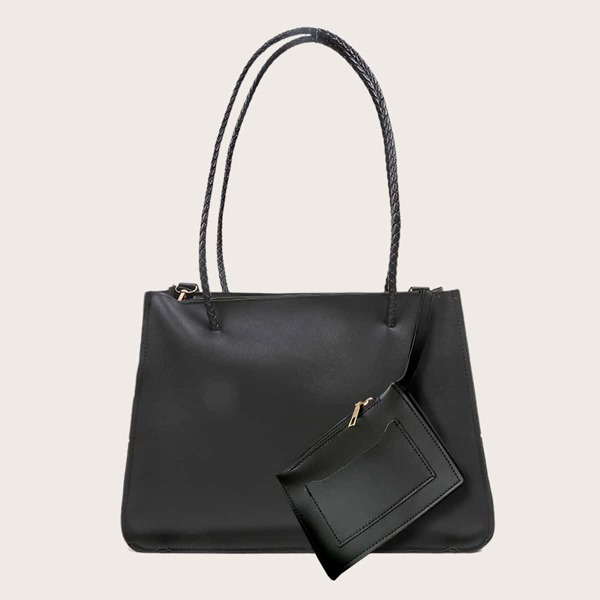 

Minimalist Shoulder Tote Bag With Purse, Black