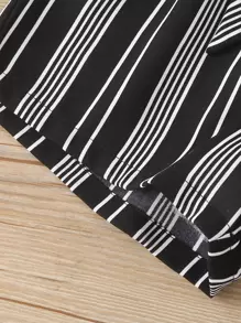 Bộ thời trang bé gái Thắt lưng Sọc Giải trí - Đen và trắng - Xem 4