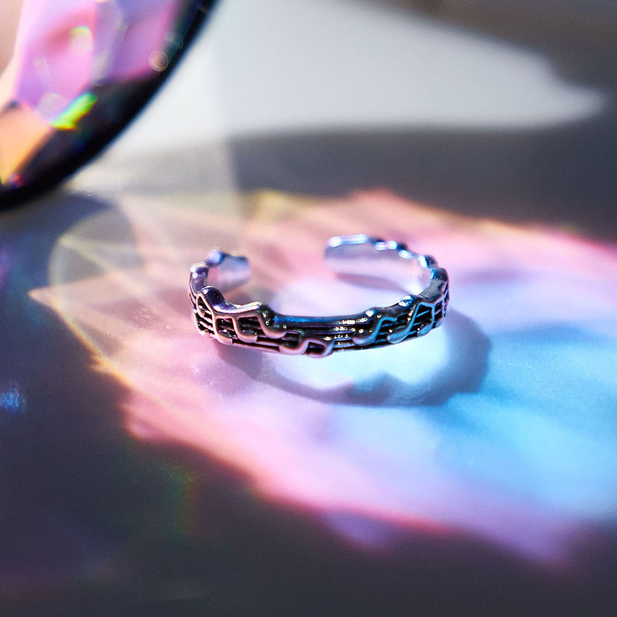 

Musical Note Cuff Ring, Silver