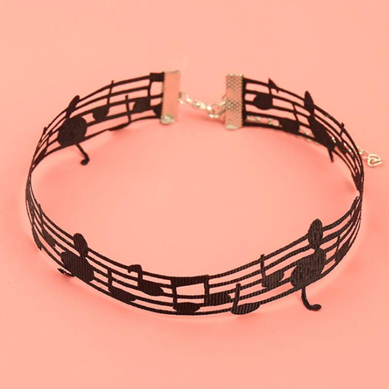 

1pc Wide Note Choker, Black