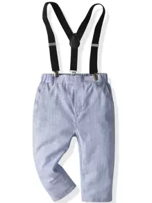 Toddler Boys Striped Suspender Pants