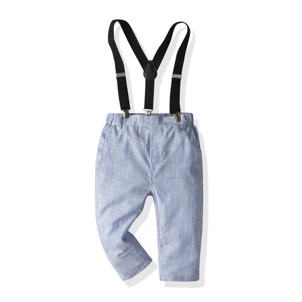 

Toddler Boys Striped Suspender Pants, Blue and white