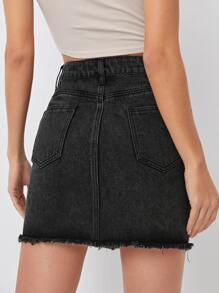 Raw Hem Denim Skirt