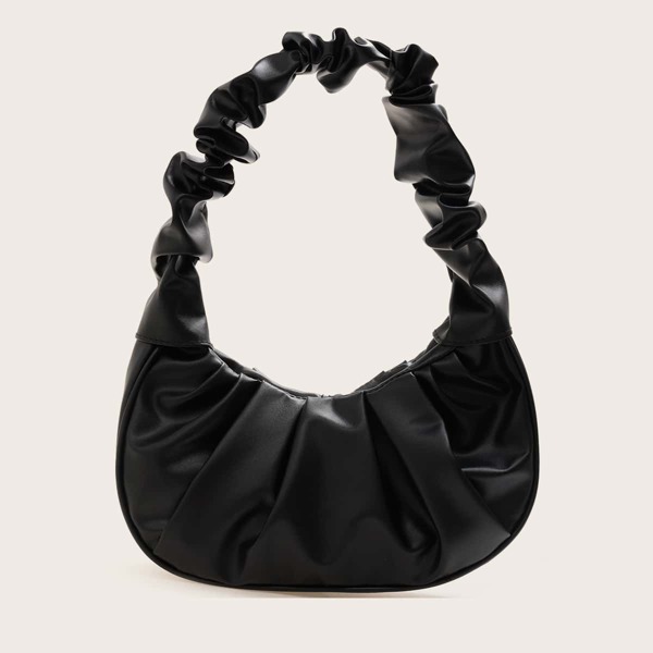 

Ruched Shoulder Bag, Black