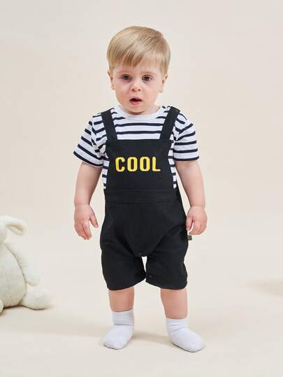 Peninsula Baby رومبيرات للرضع الزر رسالة