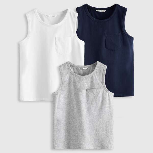

Boys 3 Pack Patch Pocket Tank Top, Multicolor