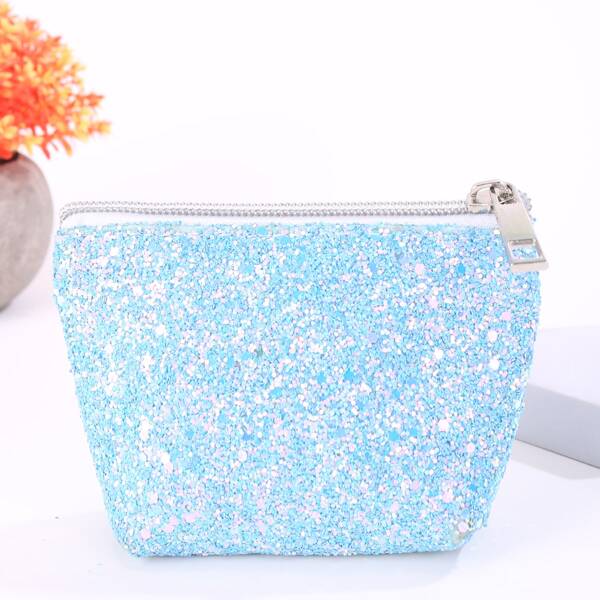 

Girls Allover Glitter Decor Purse, Blue