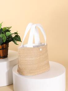 Straw Tote Bag - Khaki - View 2