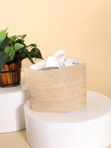 Straw Tote Bag - Khaki - View 5