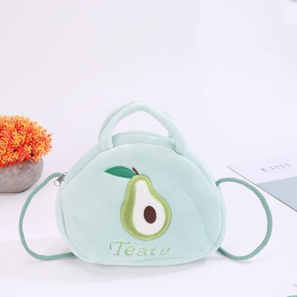 

Girls Fruit Embroidered Satchel Bag, Baby blue