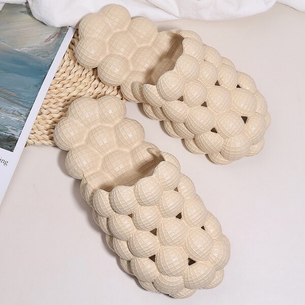 

Open Toe Textured Slides, Beige