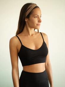 SHEIN EZwear Solid Crop Cami Top - Black - View 3