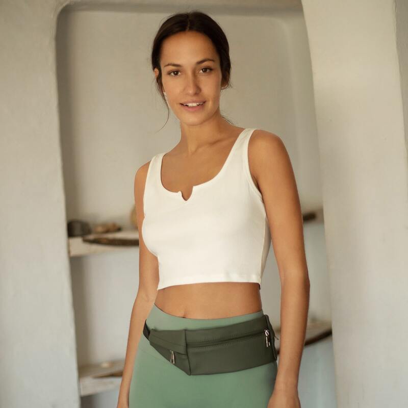 

Notch Neck Solid Crop Tank Top, White