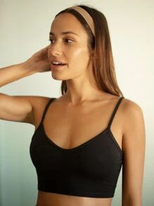 SHEIN EZwear Solid Crop Cami Top - Black - View 5
