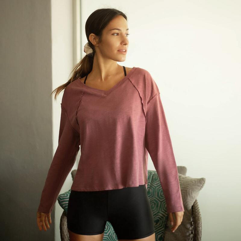 

Drop Shoulder High-low Hem Solid Tee, Dusty purple