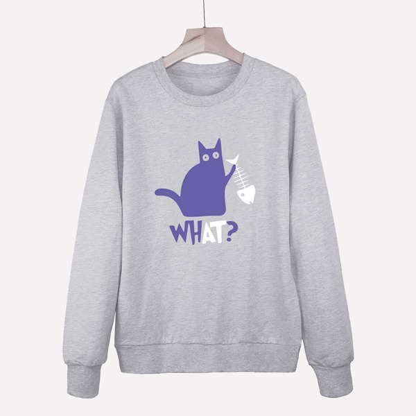 

Cartoon & Letter Graphic Sweatshirt, Light grey