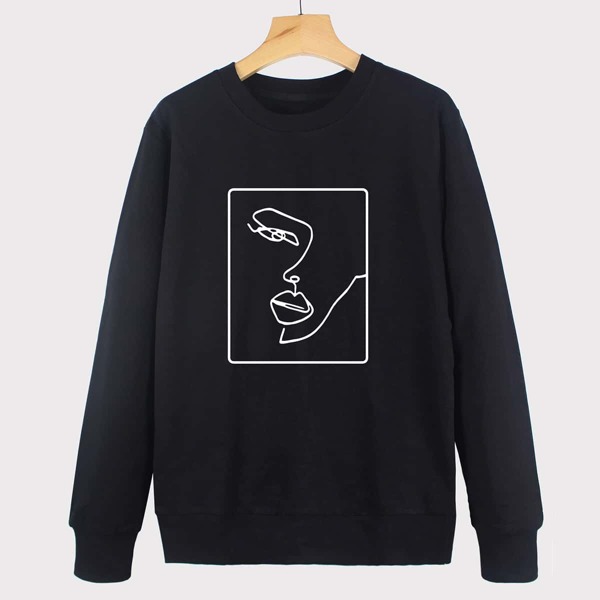 

Figure Graphic Round Neck Sweatshirt, Black