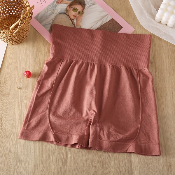 

Wide Waistband Solid Sports Shorts, Dusty pink