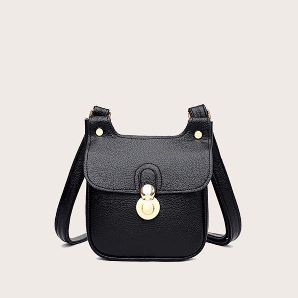

Metal Lock Crossbody Bag, Black