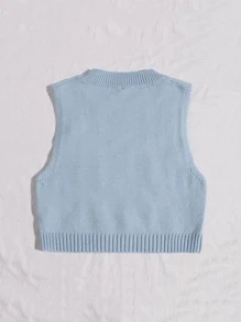SHEIN Unity 纜繩針織毛衣背心 - 淺藍色 - 查看 2