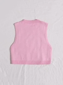 SHEIN Unity Chaleco jersey tejido de cable - Rosa Pálido - Ver 2