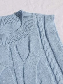 SHEIN Unity 纜繩針織毛衣背心 - 淺藍色 - 查看 4